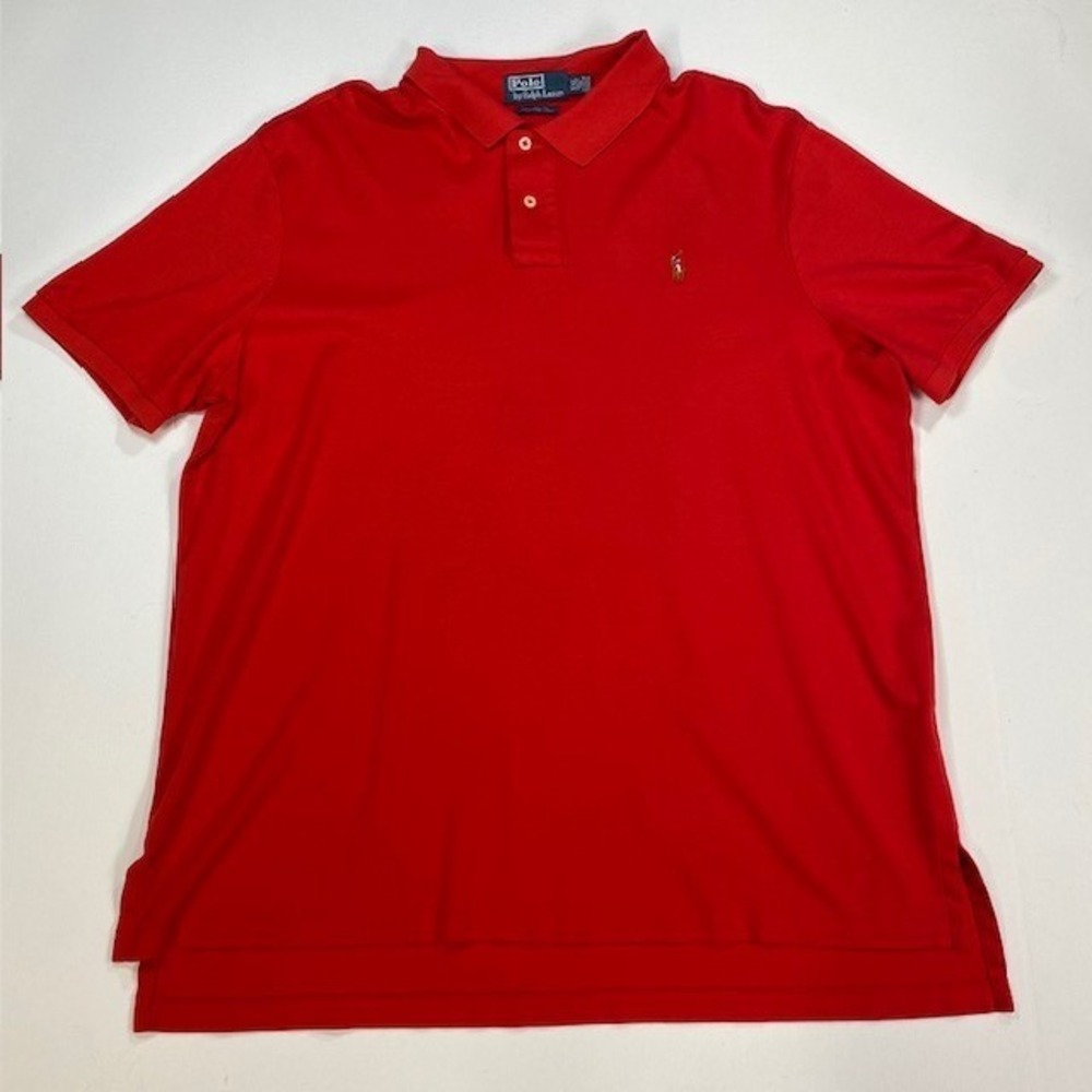 Polo Ralph Lauren Red‎ Pima Soft Touch Polo Shirt Flesh Pony Men's XXL